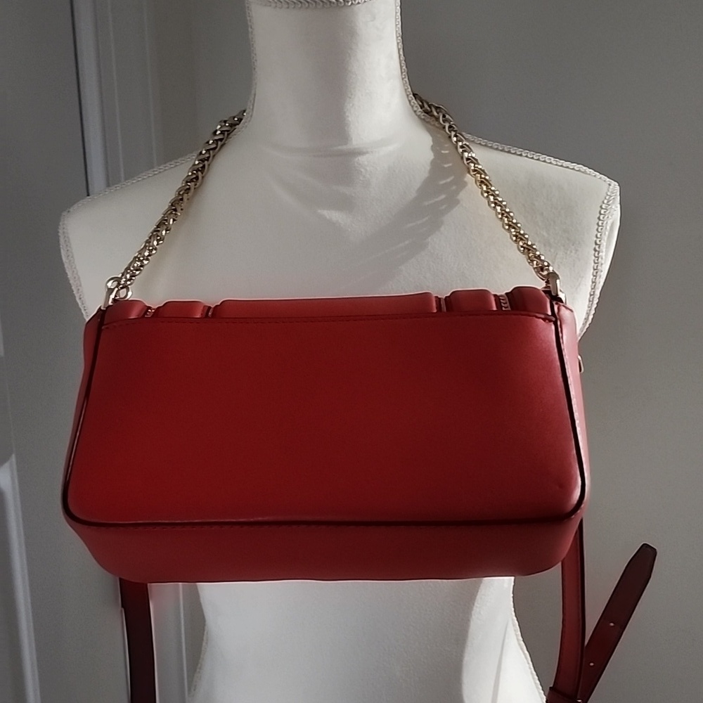 Gently used Michael Kors red leather crossbody bag. - Picture 5 of 12